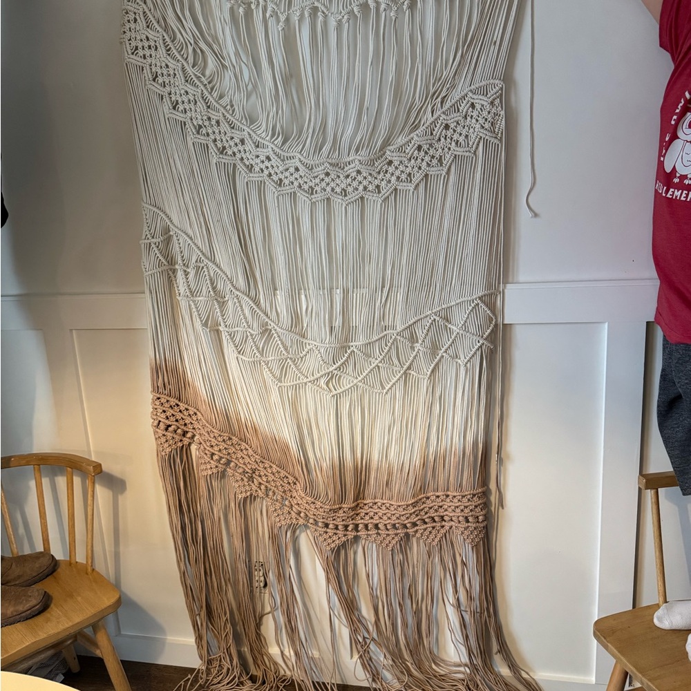 Restoration Hardware Cream and Tan Macrame Wall Hanging